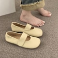 Miniatyrbillede 1 af 8: Damesko Brede Rem Simple Enkle Søde Elegante Stilfulde Anti-Slip Bløde Såler Retro Ballerina Sko Gave Aprikos 38