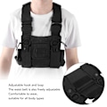 Miniatyrbilde 7 av 8: Radio Brystsele med 2 Lommer Oxford Stoff Justerbar Vest Rig Universal for 2 Veis Radio Walkie Talkie Svart