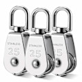 Miniatyrbillede 5 af 7: 3 stk. 304 rustfrit stål M25 enkelt blok drejelig remskive remskive belastning 400 kg - sølv (3 stk.)