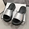 Miniatyrbillede 6 af 8: Platform Slidesandaler Bløde Sål Antislip Komfortable Slip On Sandaler til Hjem Strand Shopping Sølv 38
