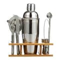 Cocktail Shaker Set 9 Delar: Professionellt Bartender Set med Bambuställ, 750 ml Boston Shaker Set med Jigger. Aperitif Set