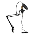 Miniatyrbild 4 av 5: Kondensatormikrofon Ljudkort Set Professionell Studio Mikrofon Kit med Vikbart Armfäste för Inspelning Live Streaming