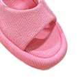 Miniatyrbilde 5 av 8: Høye sandaler for kvinner med ankelrem, pustende, sklisikre, åpne tær, stropper, firkantede hæler for sommeren, rosarød 37