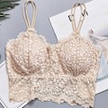 Miniatyrbild 7 av 7: Spets-BH Bralette Vadderad Plus Size Linne Underkläder Hudvänlig Andningsbar Lätt Vadderad BH Underkläder Hudfärg L