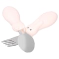Miniatyrbillede 5 af 8: Baby Gaffel Ske Spisesæt Rustfrit Stål Småbørns Foderredskaber Skeer Gaffler Spisebestik Sæt Beige