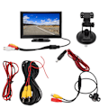 Miniatyrbilde 2 av 8: Backupkamera Systemsett 5 tommer Bakspeilmonitor V1 V2 Videoinngang Høy Oppløsning 12‑24V for Kjøretøy Sommerfuglkamera