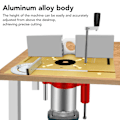 Miniatyrbillede 8 af 8: Router Løftebase Maksimal 47mm Højde Aluminium Legering Rustfrit Stål Stang Træbearbejdning Løftebord Base