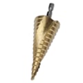 Miniatyrbillede 6 af 8: Trinbor Bit Hurtig Skift HSS Ti Belagt Spiralformet Rillende Hex Skaft Værktøj 15 Trin 4‑32mm