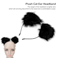 Miniatyrbilde 7 av 8: Plush Katteøre Hodebånd Søt Fluffy Pelsøre Hodeplagg for Halloween Cosplay Party Svart