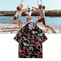 Miniatyrbillede 6 af 8: Skjorte Korte Ærmer Knapper Pæn Print Behagelig Løstsiddende Polyester Bluser til Mænd Kvinder Sort XL