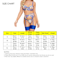 Miniatyrbilde 3 av 3: 5 stk Kvinners Lingerisett Blomst Mønster Strømpebåndsbelte T-truser Mesh Splicing Undertøy Royalblue S