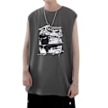 Miniatyrbillede 2 af 8: Mænd Tanktop Smuk Print Ærmeløs Løstsiddende Vest Skåret Skjorte til Hjemmetræning Grå L