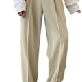 Miniatyrbillede 3 af 8: Mænds Suit Bukser Straight Leg Wide Leg Bløde Åndbare Elastiske Mænds Løse Casual Bukser til Forår Efterår Khaki XL