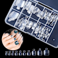 Pikkukuva 1 / 7: Akryyliset tekokynnet Cover, 100 kpl Keinotekoinen ranskalainen varpaankynsi 10 kokoa laatikolla, tekokynsivinkkejä kynsihoitoon ja tee-se-itse nail art jalka