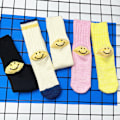 Miniatyrbillede 4 af 5: Smiley Hæl Tykke Japansk Stil Værktøjsfarve Split Stribede Mænds og Kvinders Strømper Moderne Strømper oatmeal