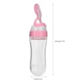 Miniatyrbillede 4 af 8: 90ml Silikon Baby & Toddler Foderflaske med Ske Spædbarnsmad Grød Squeezer Feeder Pink