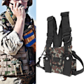 Miniatyrbillede 1 af 8: Radio Brystsele med 2 Lommer Oxford Klud Justerbar Vest Rig Universal til 2 Vejs Radio Walkie Talkie Camouflage