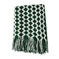 Miniatyrbillede 1 af 4: Akrylstrikket Pled, Let og Blød Hyggelig Dekorativ Vævet Pled med Kvaster til Rejser, Sofa, Seng, Sofa, 51x67 Tommer Dark green
