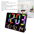 Miniatyrbild 6 av 8: Stor Digital Klocka Färgskärm USB-driven Dimbar LED Kalender Väckarklocka med Fjärrkontroll för Sovrum Vardagsrum