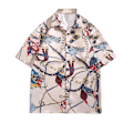 Miniatyrbillede 2 af 8: Skjorte Korte Ærmer Knapper Pæn Print Behagelig Løstsiddende Polyester Bluser til Mænd Kvinder Khaki L