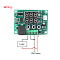 Miniatyrbild 4 av 5: Digital DC 12V Dubbel LED-Display Temperaturregulator Sensor Relämodul Termostatbrytare