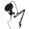 Miniatyrbild 3 av 5: Kondensatormikrofon Ljudkort Set Professionell Studio Mikrofon Kit med Vikbart Armfäste för Inspelning Live Streaming