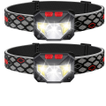 Miniatyrbilde 1 av 6: LED oppladbar hodelykt, 2-PAKK vanntett lommelykt Bevegelsessensor kontroll hodelykt, 1000 lumen lyssterk 30 timers kjøretid USB-hodelykt for løping,