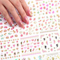 Miniatyrbild 8 av 8: Blom-Nageldekaler, Självhäftande För Enkel Nagelkonst, Nagelkonsttillbehör, Guld-Nageldesign, Lätt Att Använda, Bred Användning, 3D-Nagel