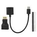 Miniatyrbild 2 av 8: Mini HD till HD-adapter Micro USB till USB-hona strömkabel 40P för Raspberry Pi Zero stiftkit