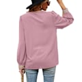 Miniatyrbild 1 av 4: Spetskant V-ringad Blus Casual Figurnära Långärmad Guipure Spetsblus för Kvinnor Rosa XXL