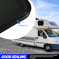 Miniatyrbillede 5 af 8: Fastgjort RV-vindue 450 X 300mm Aluminiumlegerings Vandtæt Sort Rundt Hjørne Vindue med Fast Ring til Campervan Caravan til 48‑53mm / 1.9‑2.1in