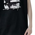 Miniatyrbillede 4 af 8: Mænd Tanktop Smuk Print Ærmeløs Løstsiddende Vest Skåret Skjorte til Hjemmetræning Sort XL
