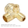 Miniatyrbillede 6 af 8: 3 stk. Kontrolventiler 3-vejs Messing Luftkompressor Tråd Central Pneumatisk Tilbehør 8mm 16mm 14mm