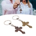 Miniatyrbillede 1 af 8: 2 stk Kors Nøglering Elegant Legering Retro Jesus Religiøs Nøglering til Punge Rygsække Møntpunger Bilspejle