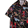 Miniatyrbillede 3 af 8: Skjorte Korte Ærmer Knapper Pæn Print Behagelig Løstsiddende Polyester Bluser til Mænd Kvinder Sort XL