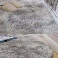 Miniatyrbild 3 av 5: Elegant vardagsrumsmatta, marinblå fluffig ryamatta i mikrofiber för sovrum, mjuk och bekväm plyschmatta i fuskpäls med memory foam för heminredning