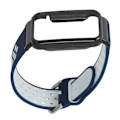 Miniatyrbillede 6 af 8: Åndbar Silikon Urrem med Beskyttelsesbumper Tilbehør Passer til Mi Band 7 Pro Mørkeblå Hvid og Sort Etui
