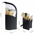 Miniatyrbillede 2 af 8: Sort rejse makeup børsteholder, blyant kuffert Organizer taske klar plast kosmetisk lynlås pose Bærbar vandtæt støvfri stand-up lille
