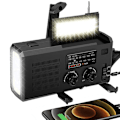 Miniatyrbild 1 av 7: Nödradiomanuell Vev Solcellsdriven SOS-larm Uppladdningsbar Dynamo Telefonladdare COB Ficklampa Radio