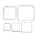 Miniatyrbillede 2 af 2: 5 stk. Metal Skæreforme Stencil Scrapbog Album Papir Kort Prægning Håndværk Gave Blonder Kvadrat