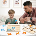 Miniatyrbild 2 av 6: Strategiskt Xo-pussel i trä, Tic Tac Toe-spel i trä förbättrar den logiska utvecklingen för barn, snabbtänkande utmaning för inomhus- och utomhuslek (14X14Cm)