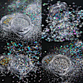 Miniatyrbild 3 av 8: Holografiska Nagelkonst Paljetter, DIY Nagelkonst Glitter Ädelsten för Iögonfallande Naglar, 8 Ask Silver Metallic Glänsande Flakes med Säker Hudvänlig Formula