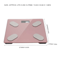 Miniatyrbilde 6 av 6: Bluetooth Multifunksjons Elektronisk Vektskala BMI Hjemme Kropp Helseanalysator Fett Måler Vekt Batteridrevet Rosa