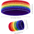 Pikkukuva 5 / 7: 3-osainen set, sisältää urheilullinen päänauhan ja rannenauhat, raidalliset hikinauhat urheilullisille miehille ja naisille (Rainbow) 3 dollaria.