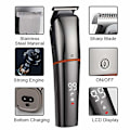 Miniatyrbild 6 av 8: Sladdlös precisionstrimmer för män, utbyteshuvuden & magnetisk fastsättning, dubbel USB-uppladdningsbar skäggtrimmer med LED-display, vattentät