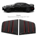 Pikkukuva 6 / 8: 2 kpl Auton Ulkopuoliset Sivuikkunaluukut Hiilikuitu Tyylissä Vaihto Dodge Charger 20112021 (Musta Punainen Reuna)