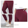 Miniatyrbild 4 av 4: Dam Hög Midja Ihåliga Leggings Enfärgad Casual Trendiga Träningsbyxor Stretch för Dejting Vinröd M