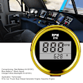 Miniatyrbillede 3 af 6: 0‑9990RPM Turteller Måler IP67 Vandtæt Rød Baggrundsbelysning 52mm/2in LCD Display 9‑32V Sort Skive Guld Dæksel