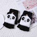 Miniatyrbilde 4 av 5: 2 stk panda halvfinger klaff ullhansker halvfinger klaff