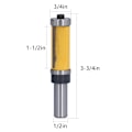 Miniatyrbillede 3 af 8: 1/2 tommer Skaft Flush Trim Bit Dobbelt Lejer Lige Fræser CNC Spore Fræsning Trim Bits